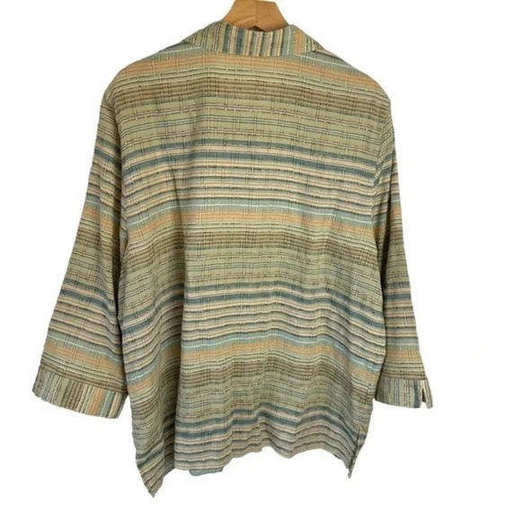 Alfred Dunner 18 neutral striped minimalist button down shirt or‎ light jacket - Picture 2 of 4